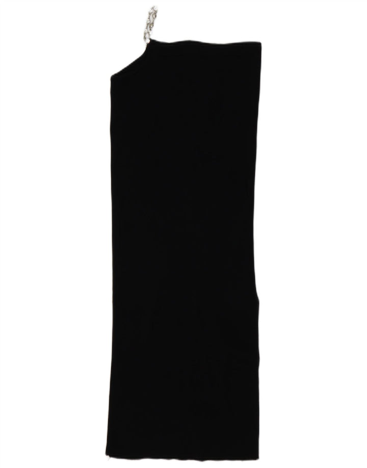 Zara Womens One Shoulder Dress UK 10 Small Black Viscose