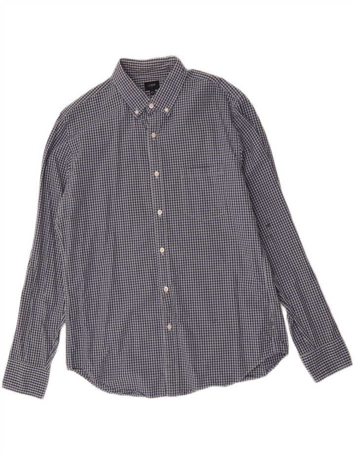 J. CREW Mens Shirt Large Navy Blue Gingham Cotton Vintage J. Crew and Second-Hand J. Crew from Messina Hembry 