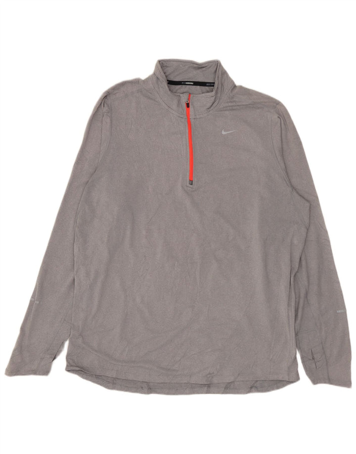 Nike Mens Dri Fit Pullover Pullover Tracksuit Top Large Grey Polyester