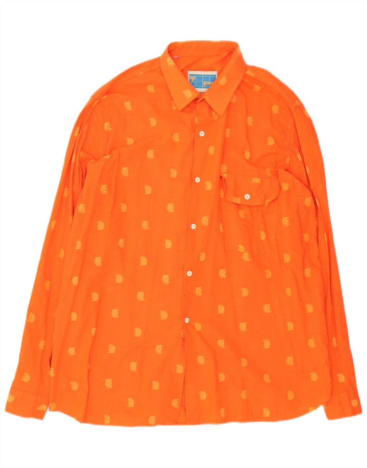 Vintage Mens Shirt XL Orange Spotted
