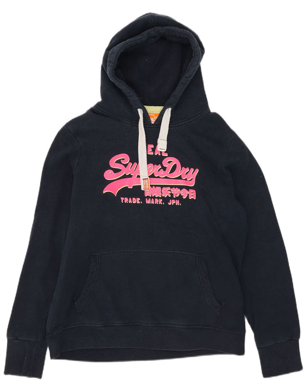 Superdry Womens Graphic Hoodie Jumper UK 18 XL Navy Blue Cotton