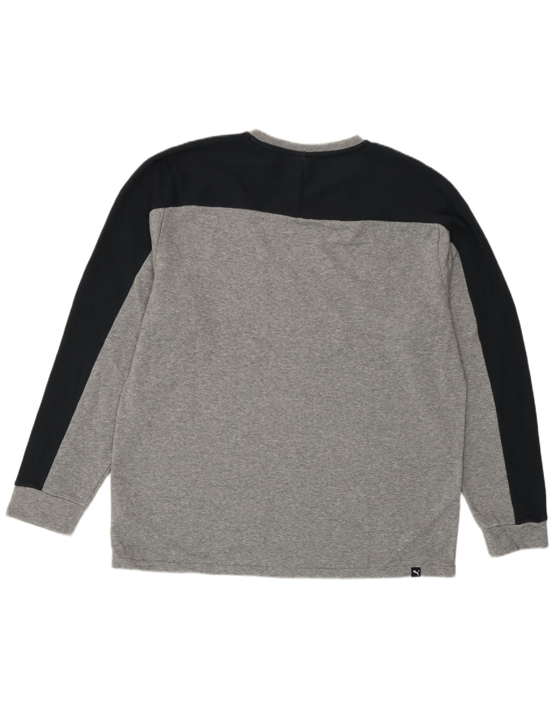 Puma Mens Graphic Top Long Sleeve Large Grey Colourblock Cotton