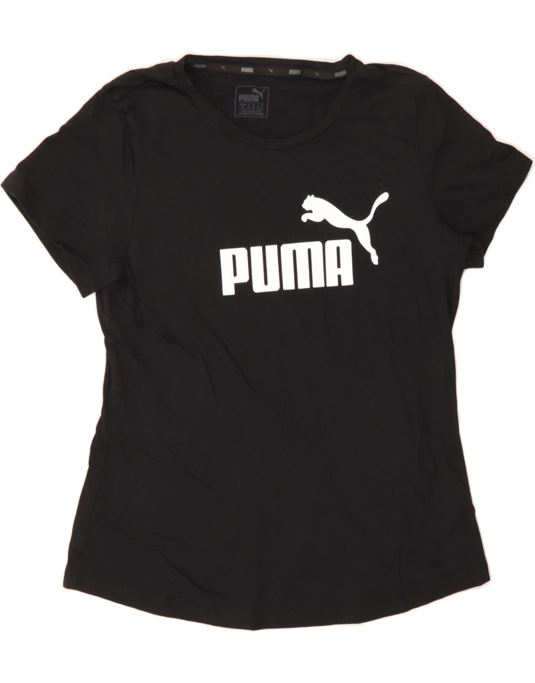 PUMA Womens Graphic T-Shirt Top UK 14 Medium Black Cotton Vintage Puma and Second-Hand Puma from Messina Hembry 