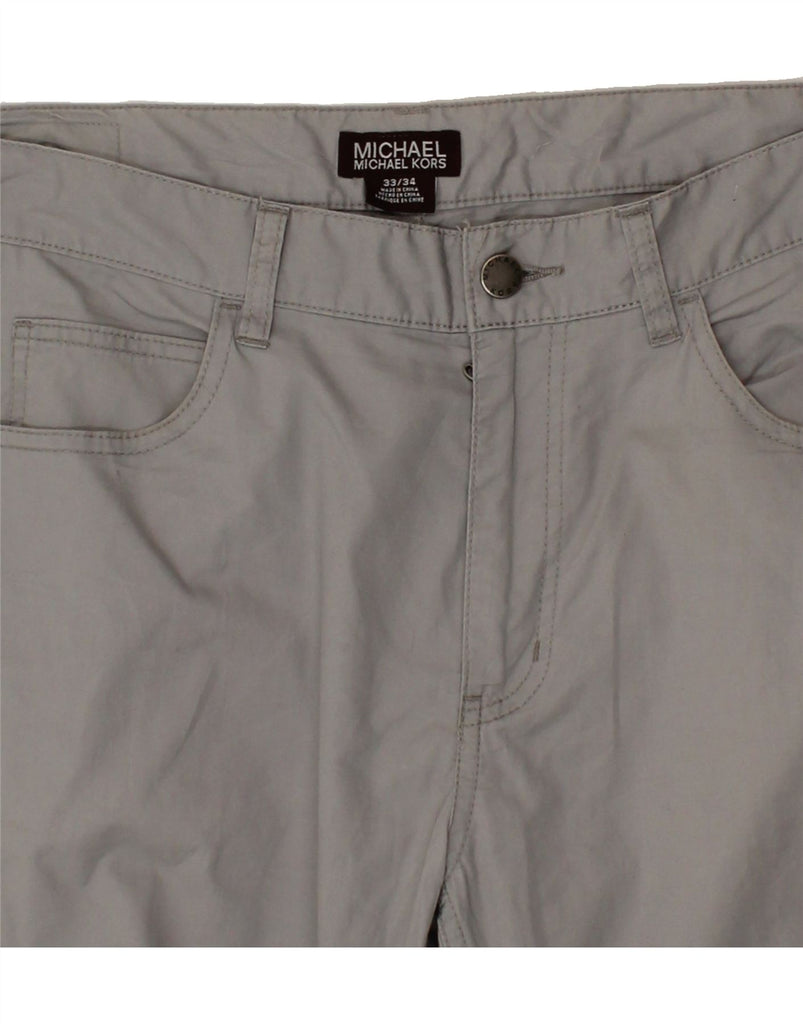 MICHAEL KORS Mens Straight Cropped Trousers W34 L23 Grey Cotton Vintage Michael Kors and Second-Hand Michael Kors from Messina Hembry 