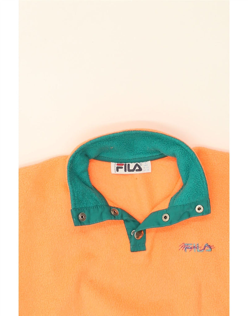 FILA Girls Button Neck Fleece Jumper 9-10 Years Yellow Polyester | Vintage Fila | Thrift | Second-Hand Fila | Used Clothing | Messina Hembry 