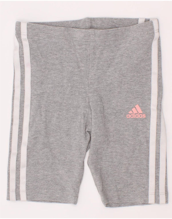 Adidas Girls Sport Shorts 7-8 Years Grey Cotton