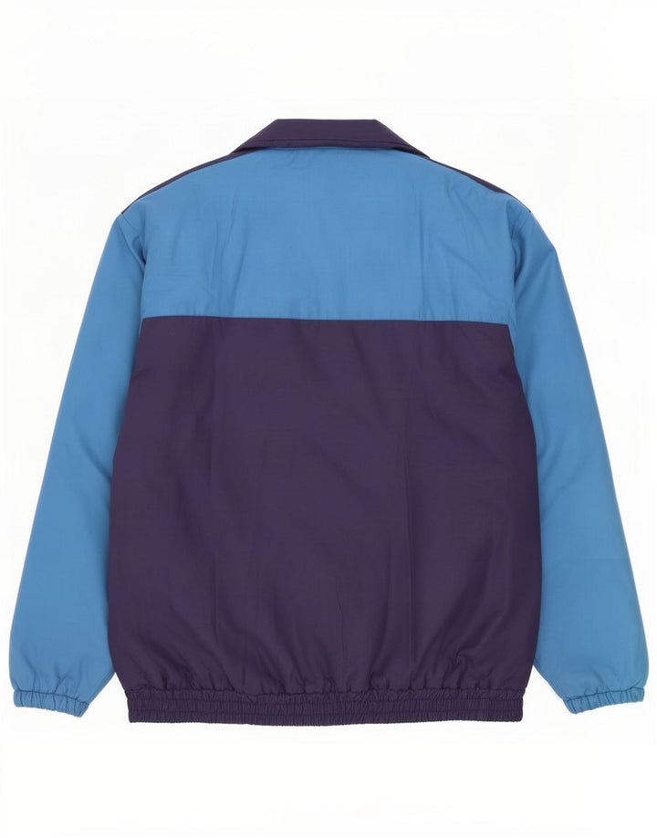 Vintage Mens Bomber Jacket UK 40 Large Navy Blue Colourblock Polyester