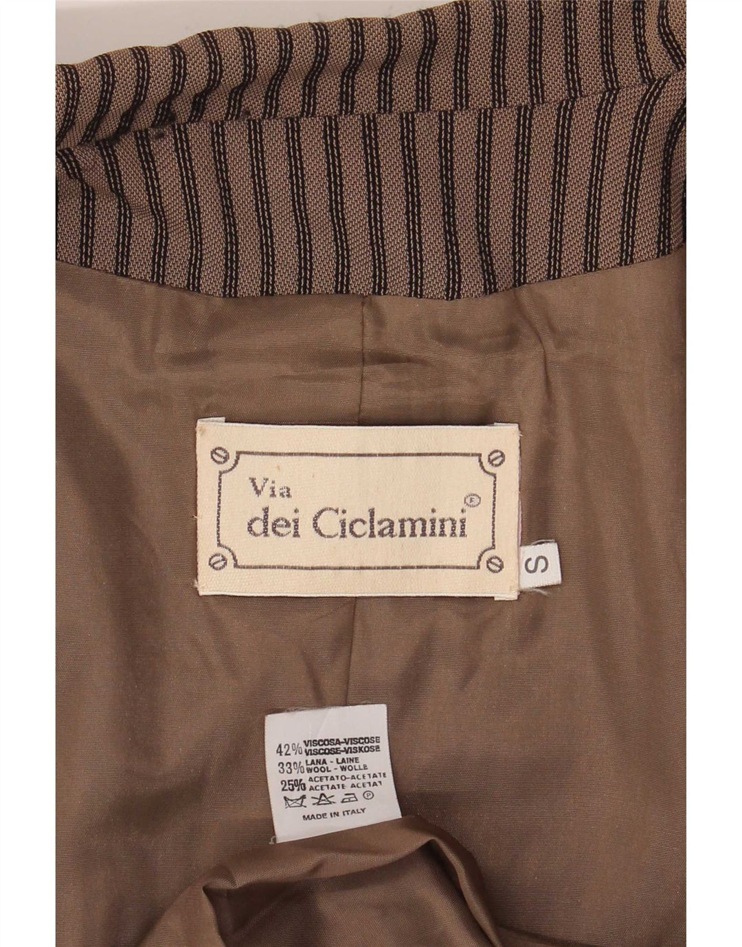 Via Dei Ciclamini Womens 3 Button Blazer Jacket UK 10 Small Brown Striped