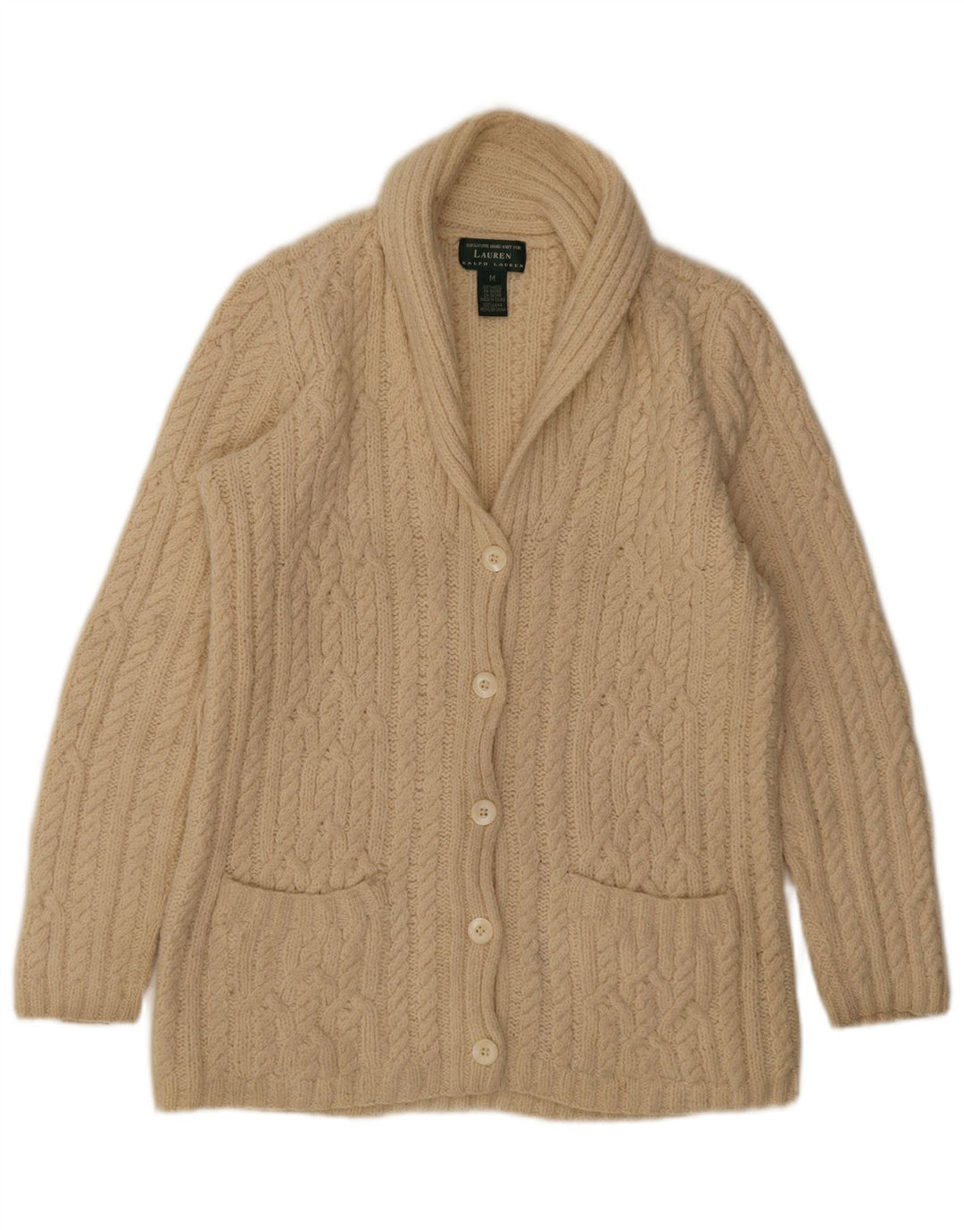 Ralph Lauren Womens Cardigan Sweater UK 14 Medium Off White Wool