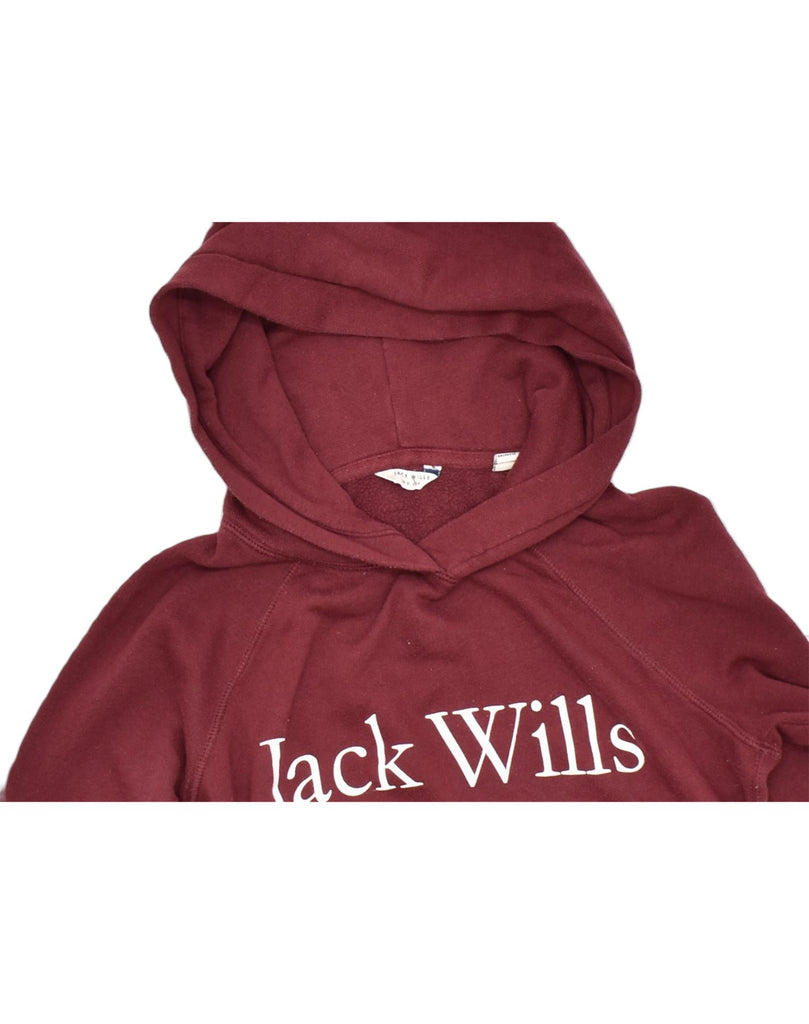 JACK WILLS Womens Oversized Graphic Hoodie Jumper UK 8 Small Burgundy | Vintage | Thrift | Second-Hand | Used Clothing | Messina Hembry 