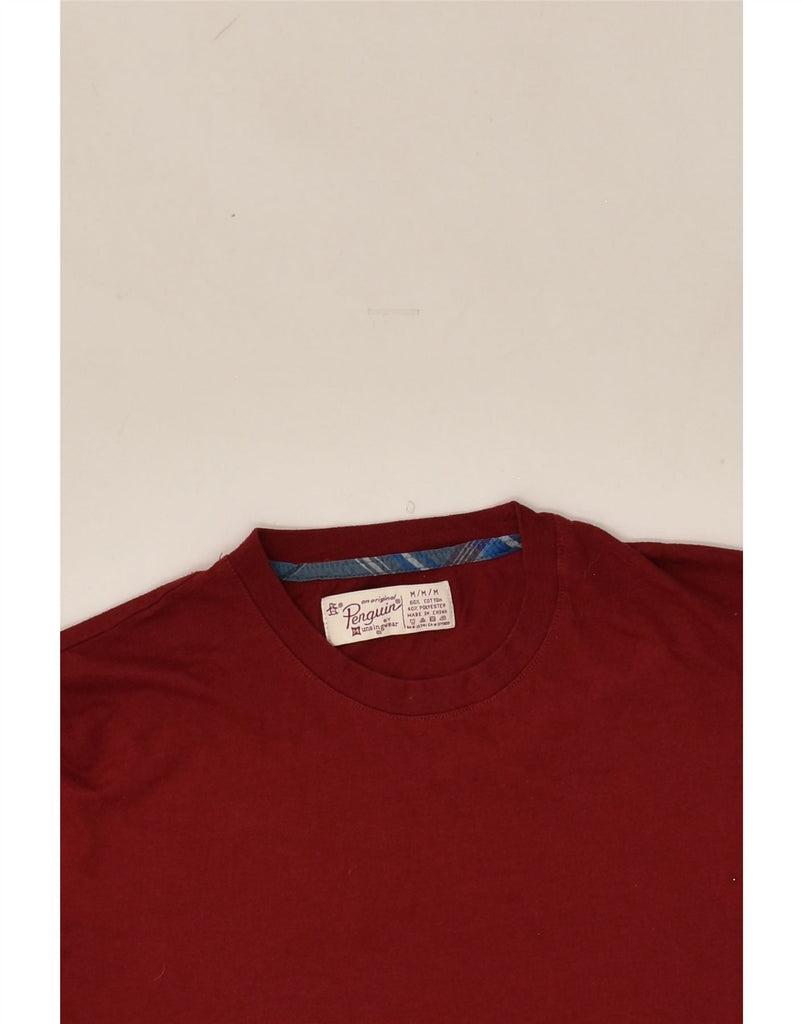 PENGUIN Mens T-Shirt Top Medium Burgundy Cotton | Vintage Penguin | Thrift | Second-Hand Penguin | Used Clothing | Messina Hembry 