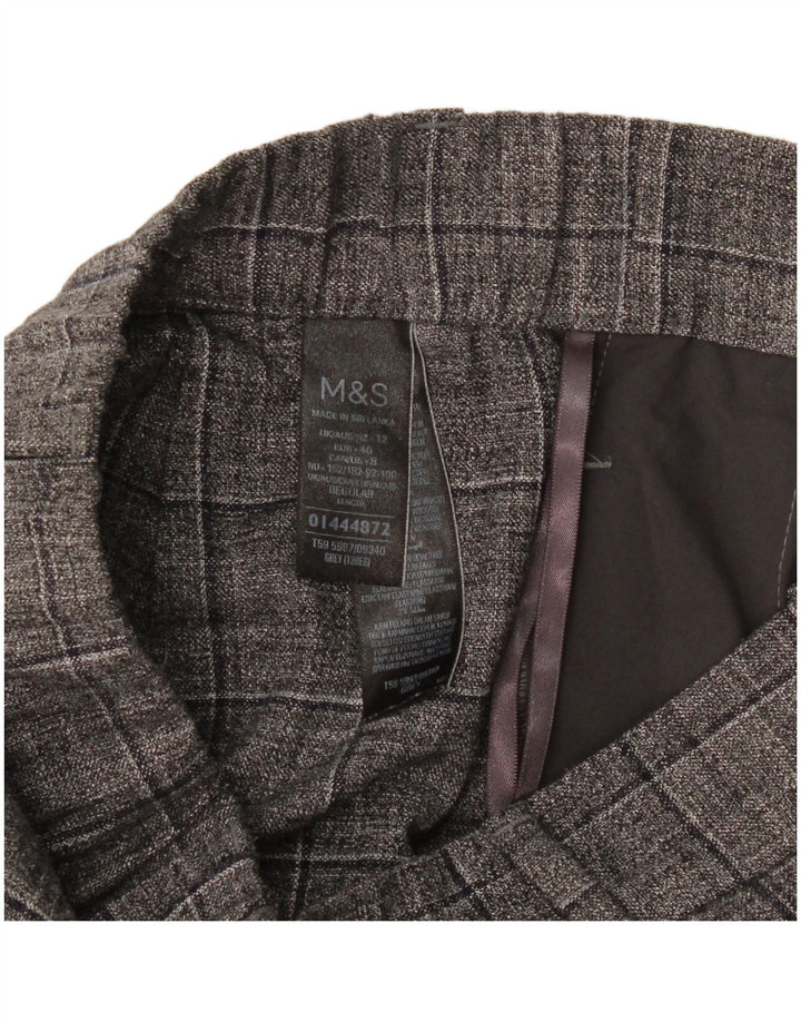 Marks & Spencer Womens Chino Trousers UK 12 Medium W30 L30 Grey Check