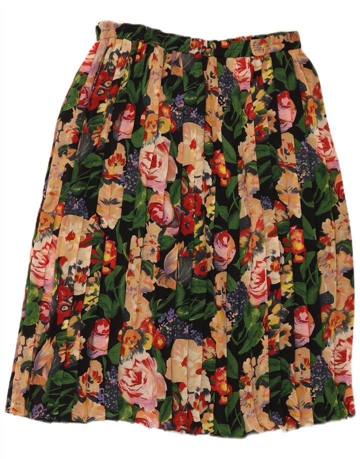 Vintage Womens Pleated Skirt IT 48 XL W38 Multicoloured Floral Polyester