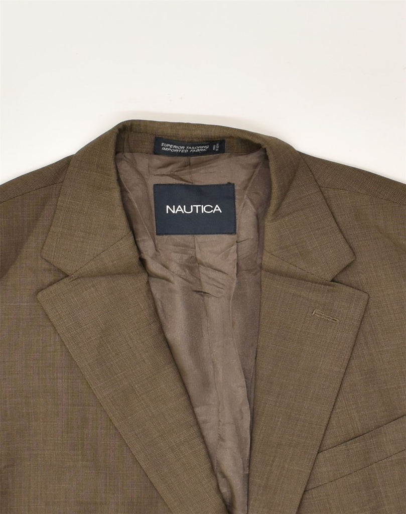 NAUTICA Womens 2 Button Blazer Jacket UK 42 XL Khaki Wool | Vintage Nautica | Thrift | Second-Hand Nautica | Used Clothing | Messina Hembry 