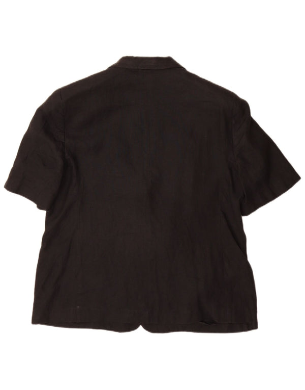 Luisa Spagnoli Womens Short Sleeve 2 Button Blazer Jacket IT 52 2XL Black