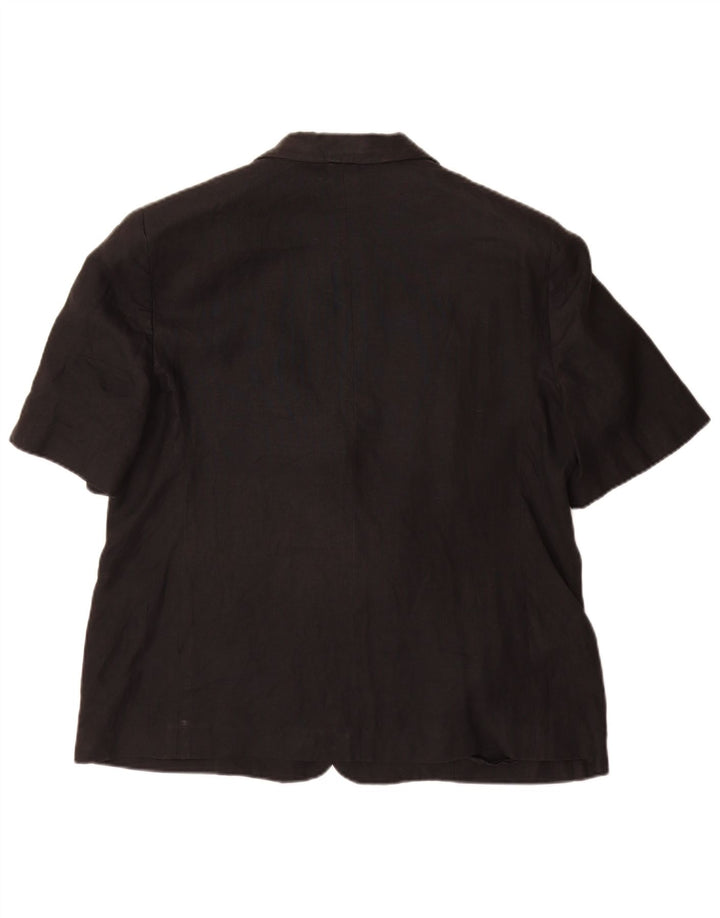 Luisa Spagnoli Womens Short Sleeve 2 Button Blazer Jacket IT 52 2XL Black