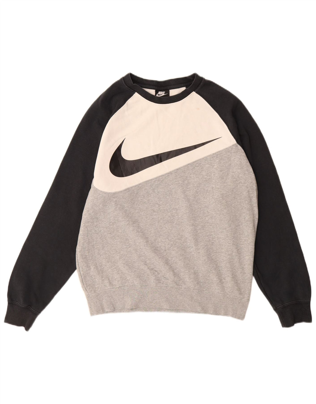 Nike Mens Graphic Sweatshirt Jumper Medium Grey Colourblock Cotton