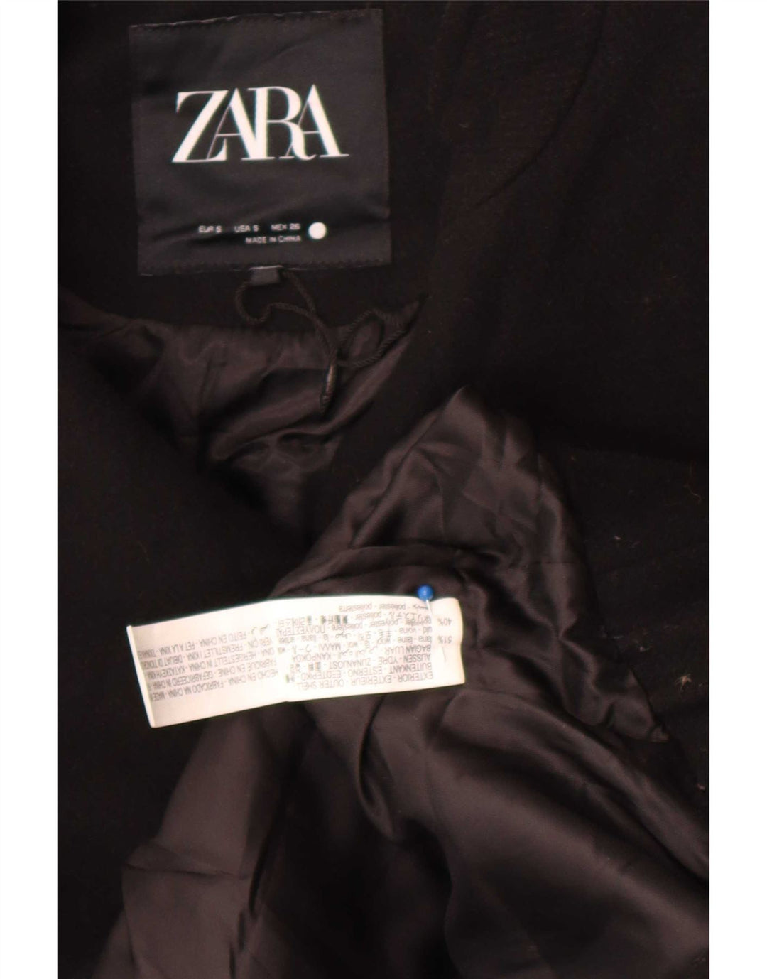 Zara Womens Oversized Bomber Jacket UK 10 Small Black Wool