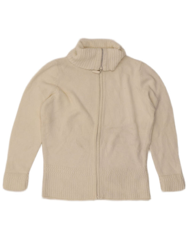 Marks & Spencer Womens Full Zip Cardigan Sweater UK 16 Large White Cotton
