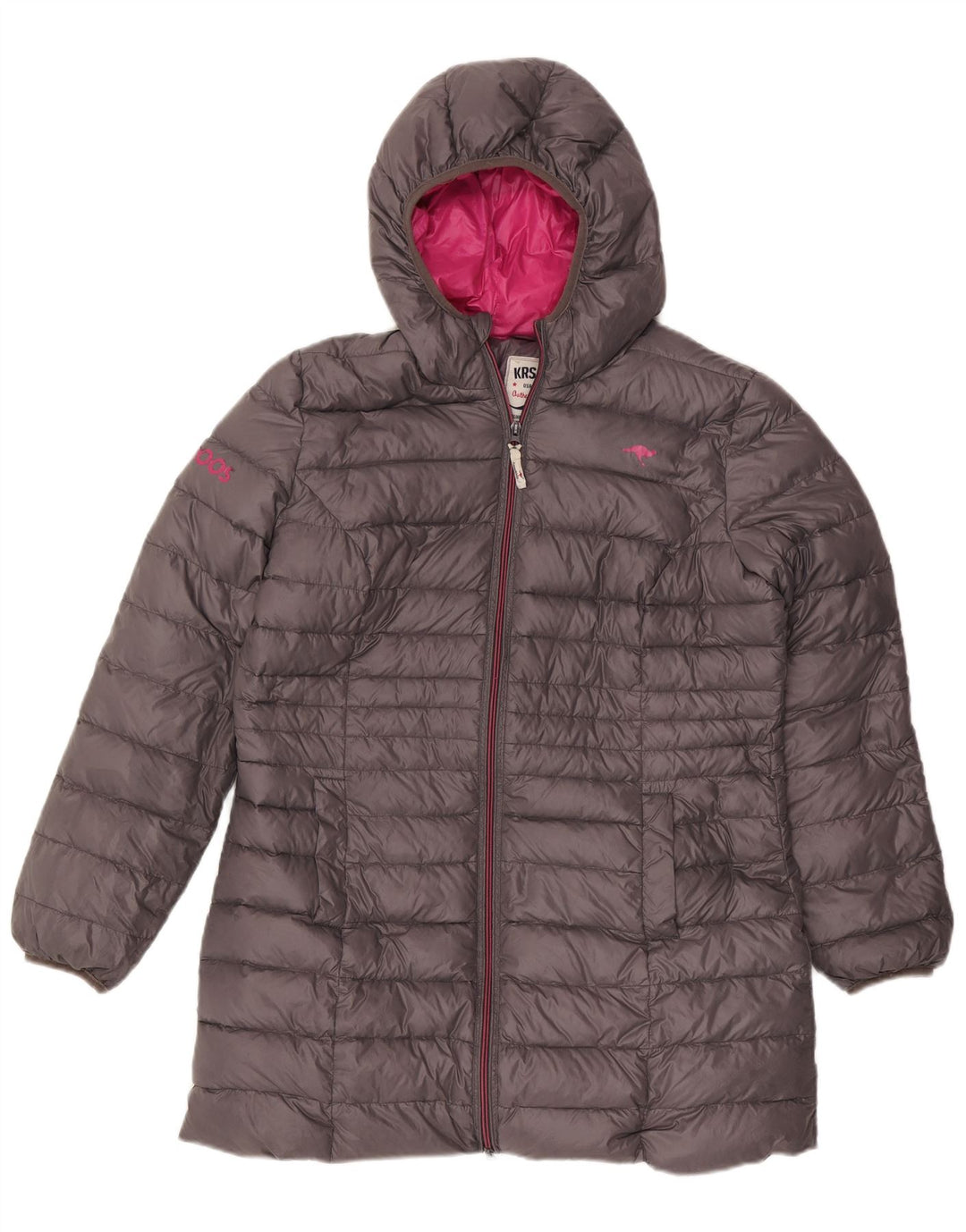Kangaroos Womens Hooded Padded Jacket UK 18 XL Grey Polyamide