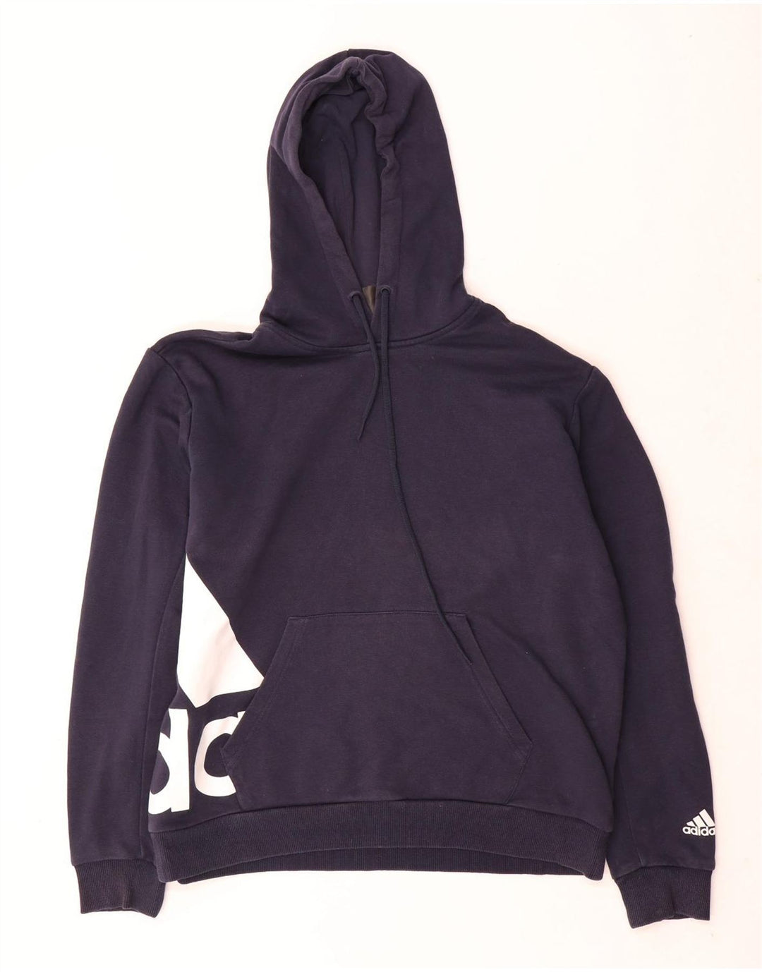 Adidas Mens Graphic Hoodie Jumper Small Navy Blue Cotton