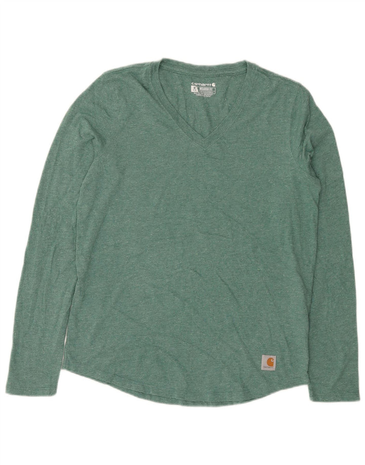 Carhartt Womens Relaxed Fit Top Long Sleeve US 8/10 Medium Green Flecked