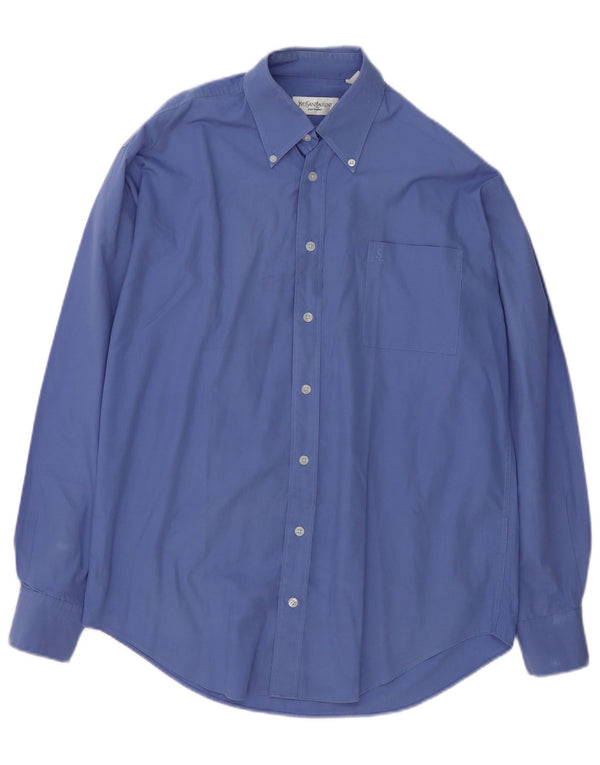 Yves Saint Laurent Mens Shirt Size 39 15 1/2 Medium Blue Cotton