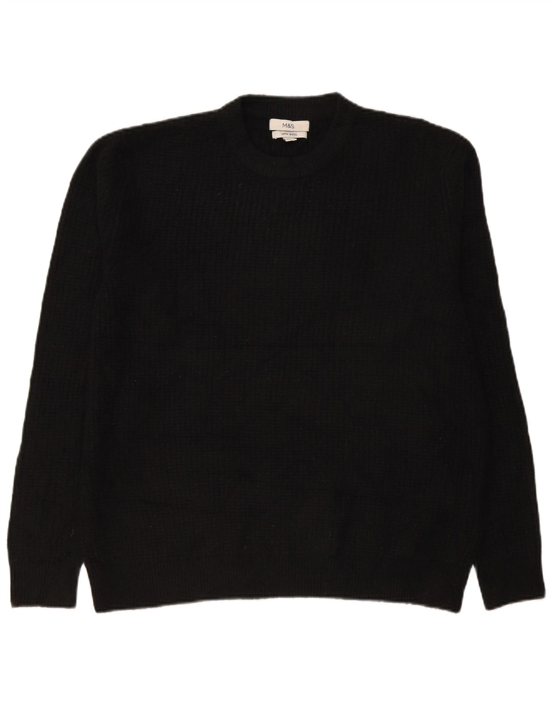 Marks & Spencer Mens Crew Neck Jumper Sweater Large Black Acrylic