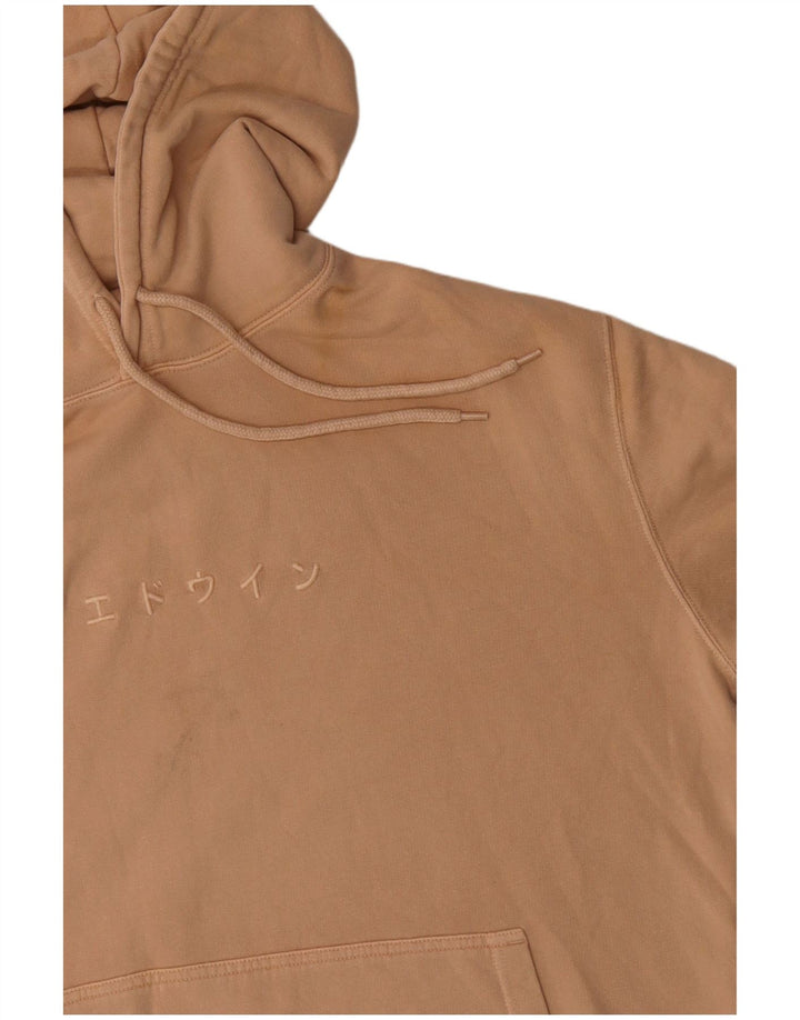 Edwin Mens Graphic Hoodie Jumper Large Beige Cotton