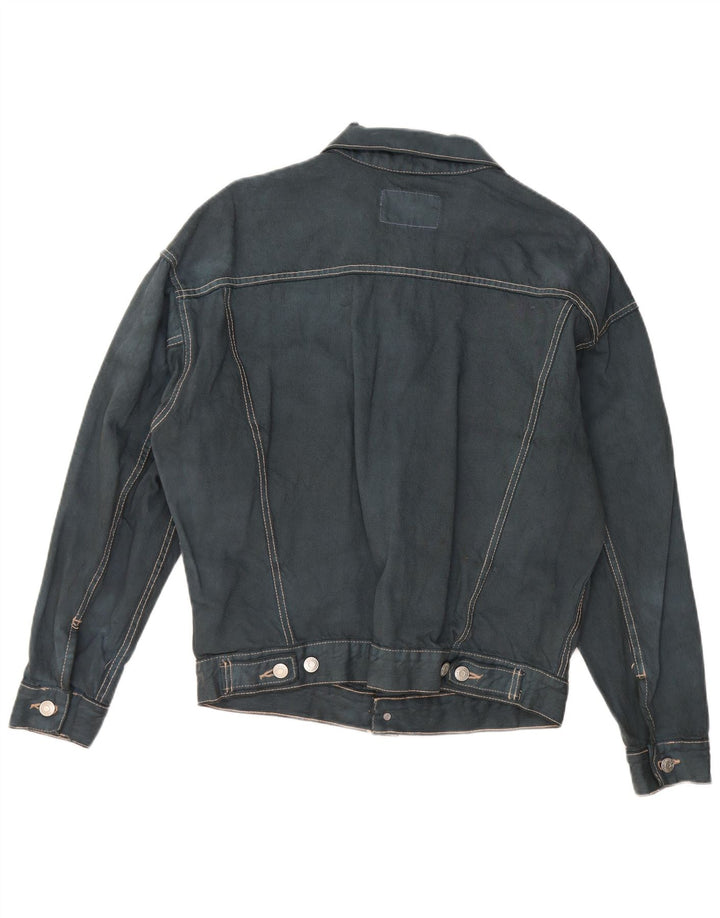 ZARA Mens Denim Jacket UK 38 Medium Navy Blue Cotton