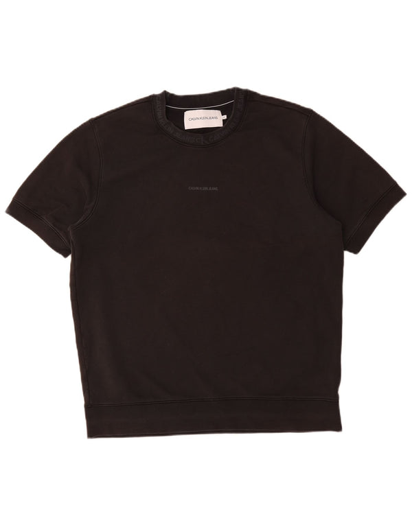 Calvin Klein Jeans Mens Graphic Short Sleeve Sweatshirt Jumper XL Black