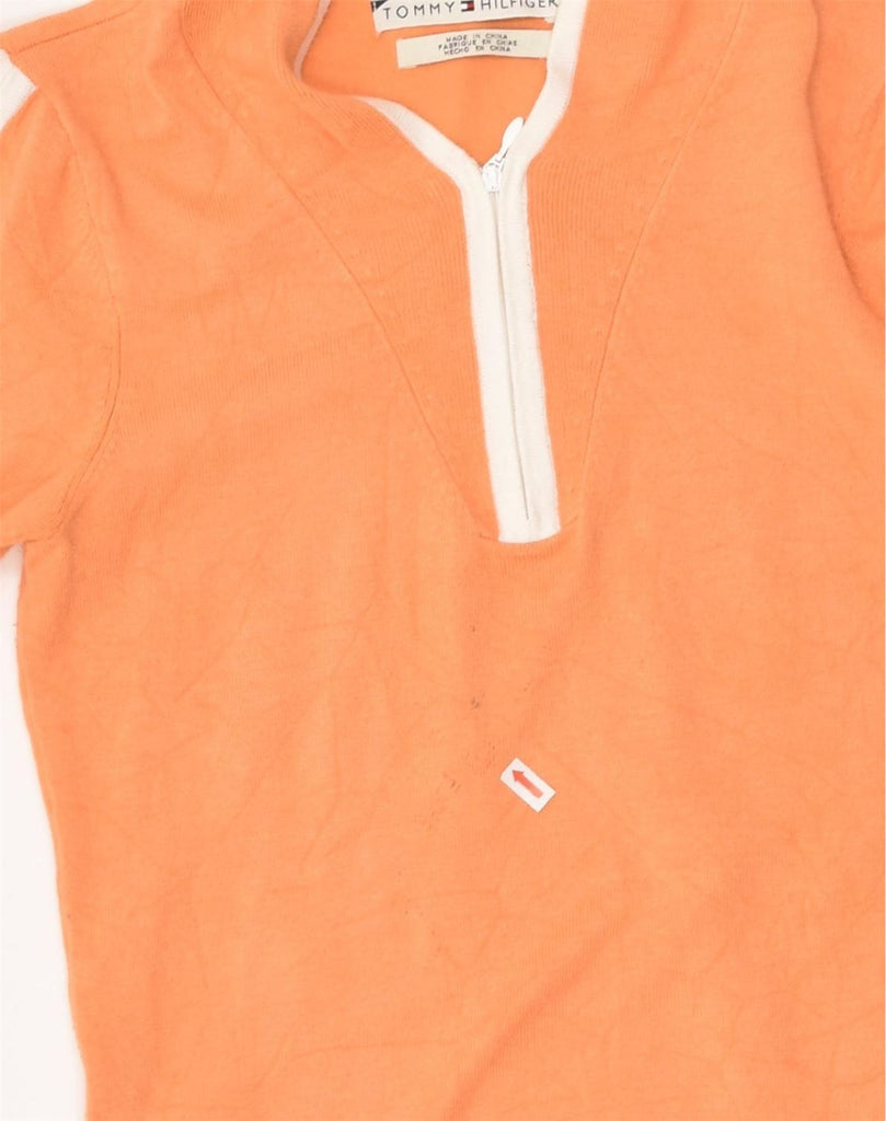 TOMMY HILFIGER Womens Hooded Top Long Sleeve UK 10 Small Orange Rayon | Vintage Tommy Hilfiger | Thrift | Second-Hand Tommy Hilfiger | Used Clothing | Messina Hembry 