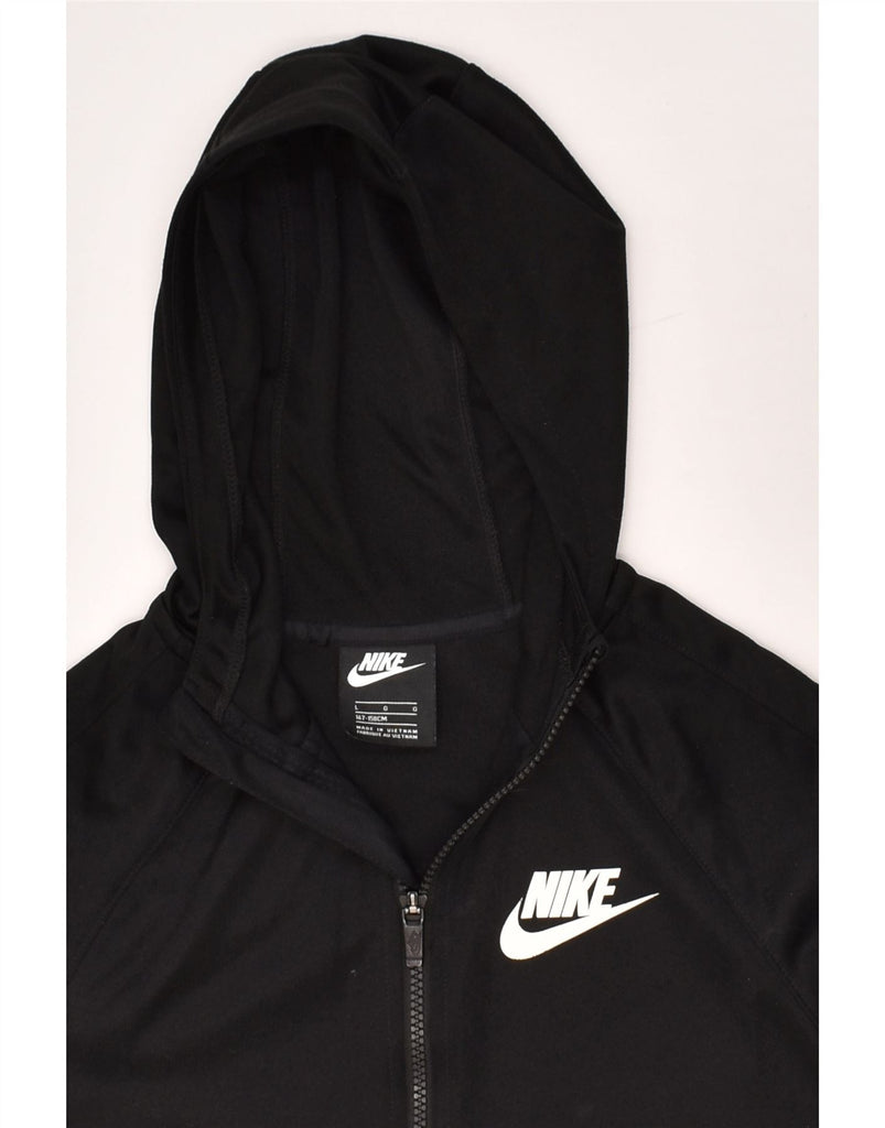 NIKE Boys Zip Hoodie Sweater 12-13 Years Large Black Polyester | Vintage Nike | Thrift | Second-Hand Nike | Used Clothing | Messina Hembry 