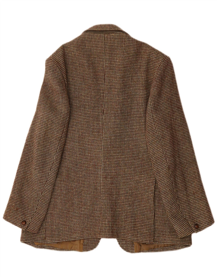 Harris Tweed Mens 2 Button Blazer Jacket UK 38 Medium Brown Check Wool