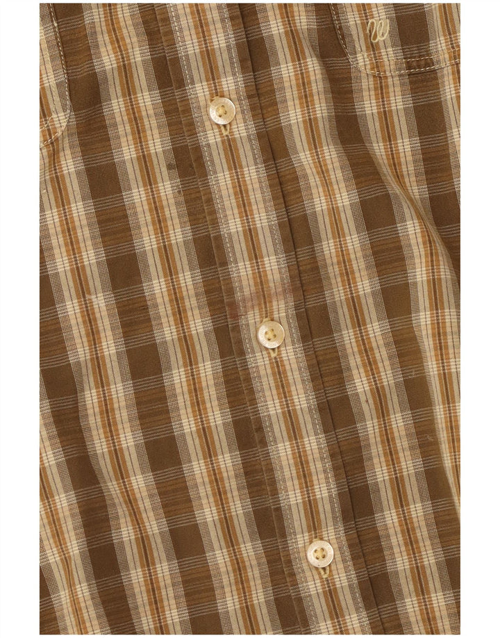 Wrangler Mens Shirt Large Brown Check Cotton