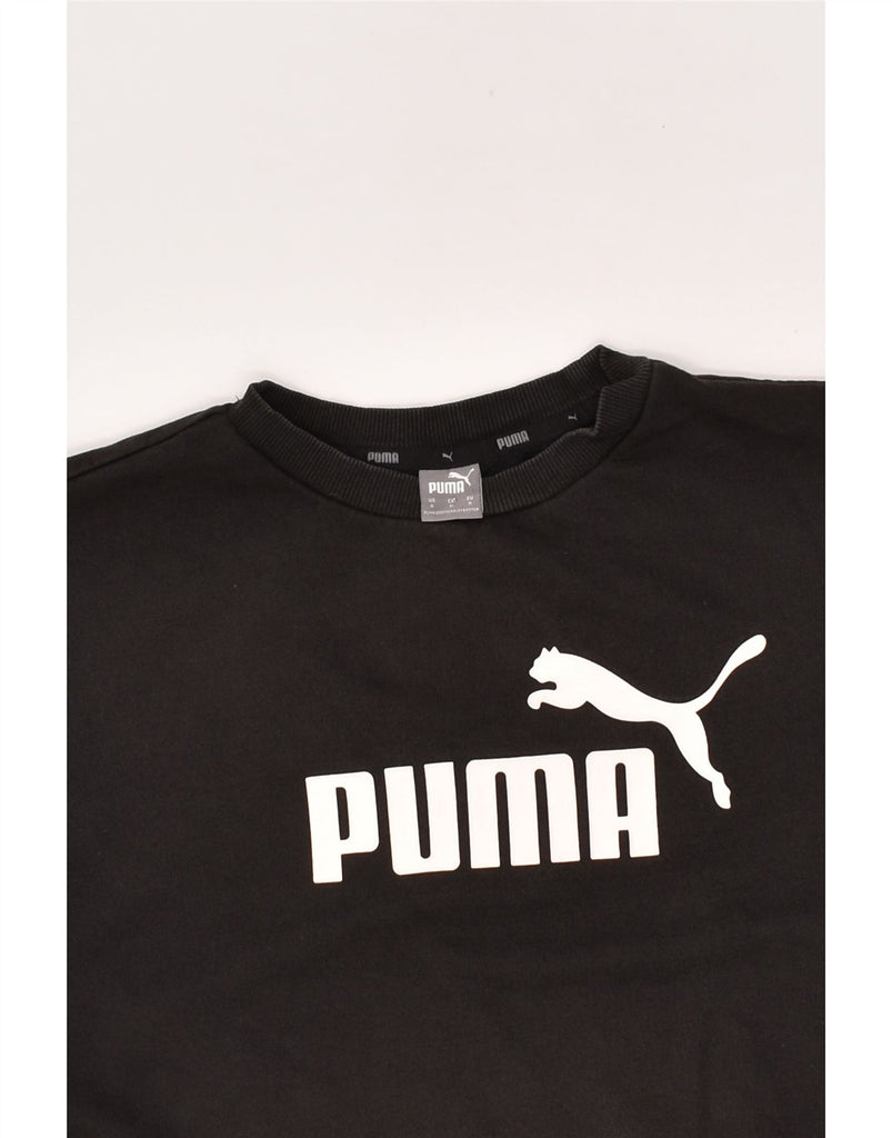 PUMA Mens Graphic Sweatshirt Jumper Small Black Cotton | Vintage Puma | Thrift | Second-Hand Puma | Used Clothing | Messina Hembry 