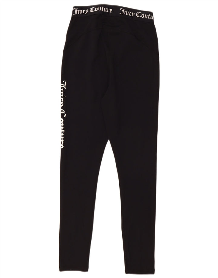 Juicy Couture Womens Graphic Leggings UK 12 Medium Black Polyester