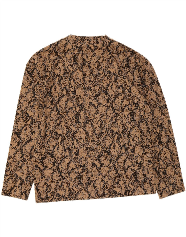 MARKS & SPENCER Womens Top Long Sleeve UK 10 Small Brown Animal Print