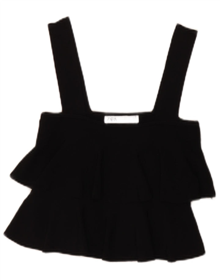Zara Womens Sleeveless Crop Top UK 14 Large Black