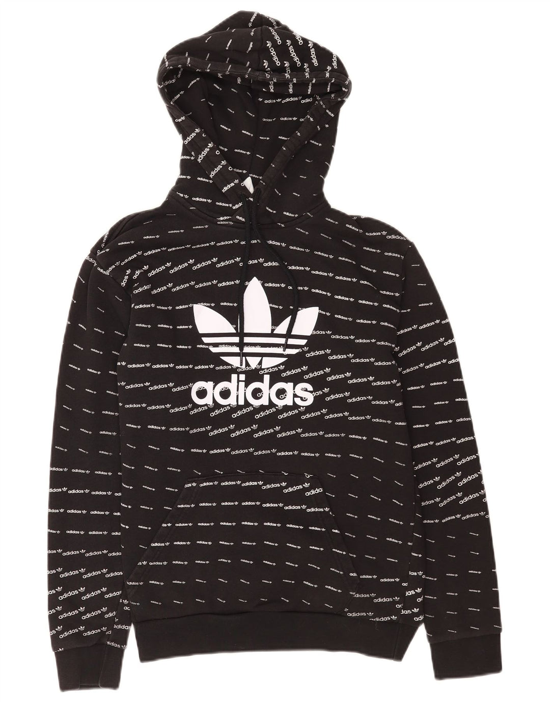 Adidas Mens Graphic Hoodie Jumper Small Black Cotton