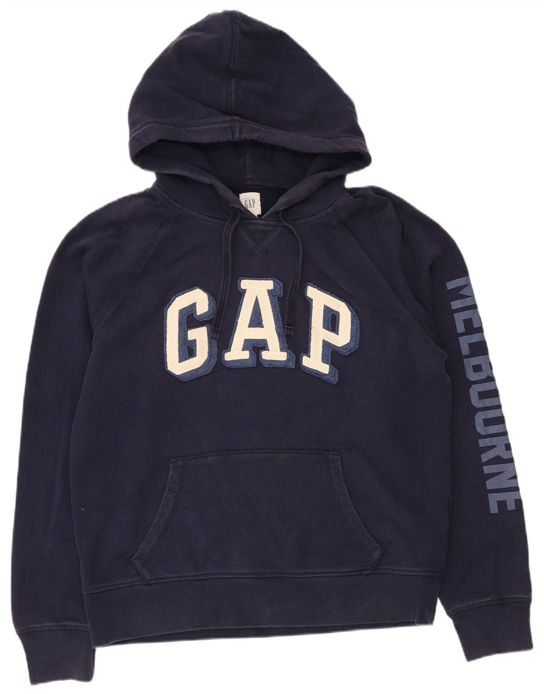 Gap Mens Graphic Hoodie Jumper Medium Navy Blue Cotton