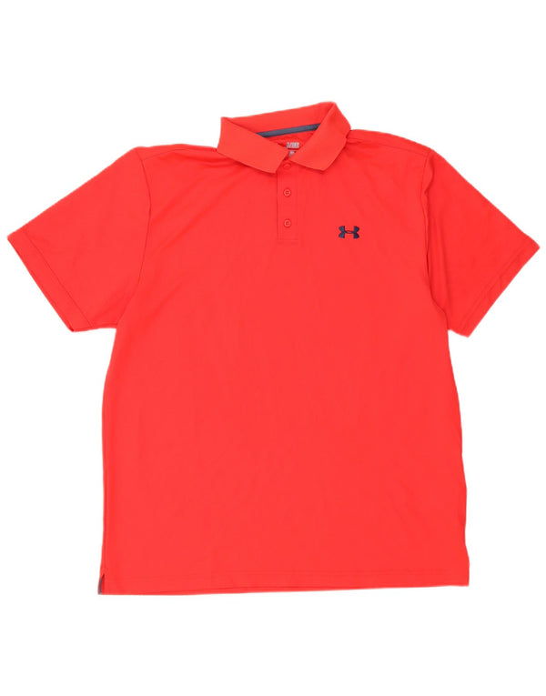 Under Armour Mens Heat Gear Polo Shirt XL Red Polyester