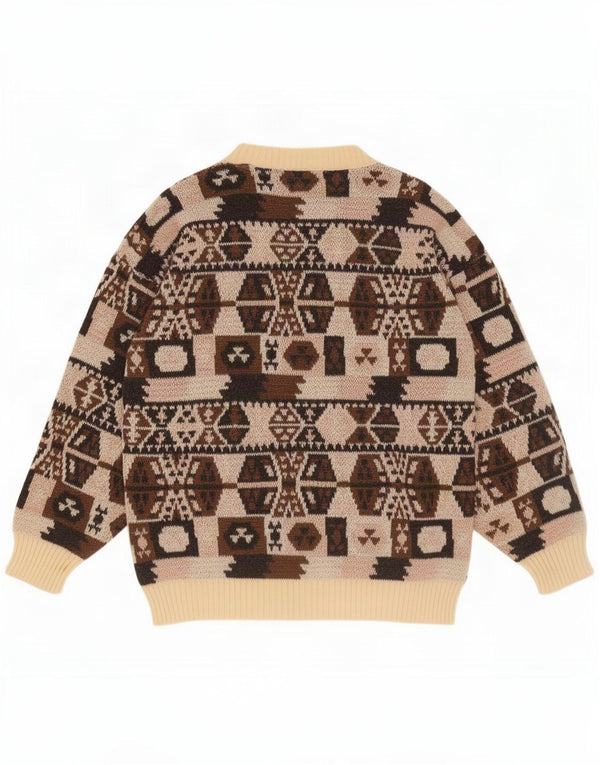 Missoni Mens Crew Neck Jumper Sweater Medium Brown Geometric Wool