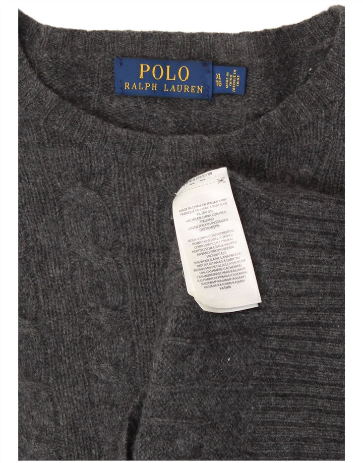 Polo Ralph Lauren Mens Crew Neck Jumper Sweater XL Grey Wool
