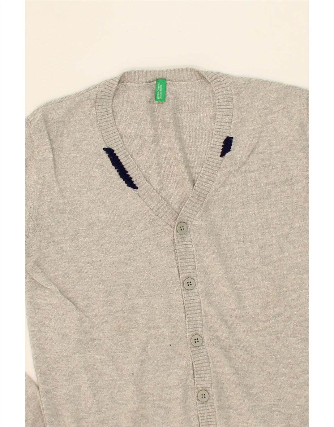 BENETTON Boys Cardigan Sweater 8-9 Years Large Grey Spotted Cotton Vintage Benetton and Second-Hand Benetton from Messina Hembry 