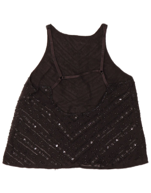 Topshop Womens Sleeveless Blouse Top UK 12 Medium Black Polyester