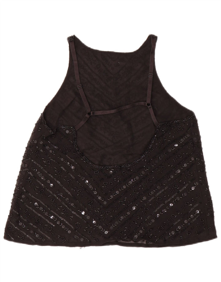 Topshop Womens Sleeveless Blouse Top UK 12 Medium Black Polyester