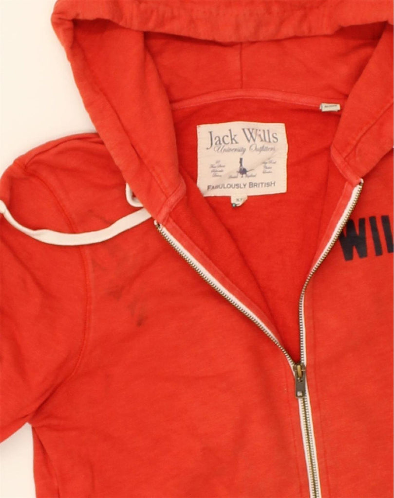 JACK WILLS Mens Graphic Zip Hoodie Sweater XS Red Cotton | Vintage Jack Wills | Thrift | Second-Hand Jack Wills | Used Clothing | Messina Hembry 