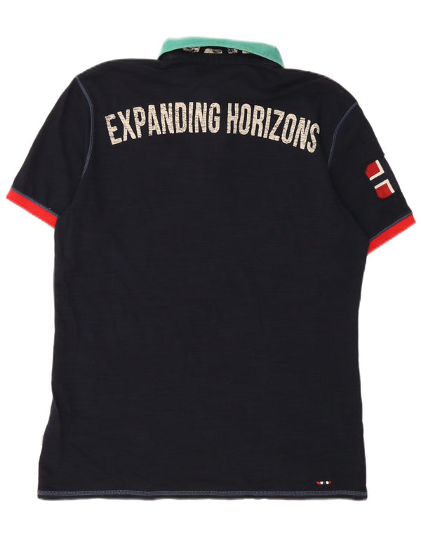 Napapijri Mens Geographic Rugby Polo Shirt Large Navy Blue Colourblock