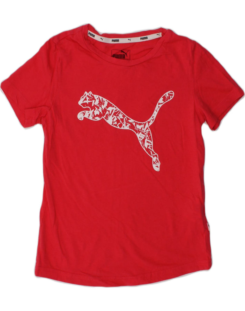 PUMA Girls Graphic T-Shirt Top 9-10 Years Red Cotton | Vintage Puma | Thrift | Second-Hand Puma | Used Clothing | Messina Hembry 